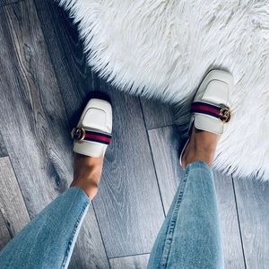$820 Gucci marmont white slipper loafer slide size 35 / 5 (fits a 35.5-5.5 too)
